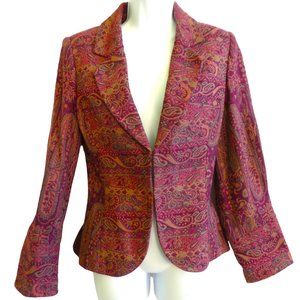 Vintage 90s Worthington Floral Tapestry Blazer Lined Notched Lapel Office Wear 4